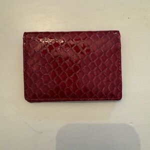HAMITT Glossy Snake-Embossed Card Holder in Deep Burgundy